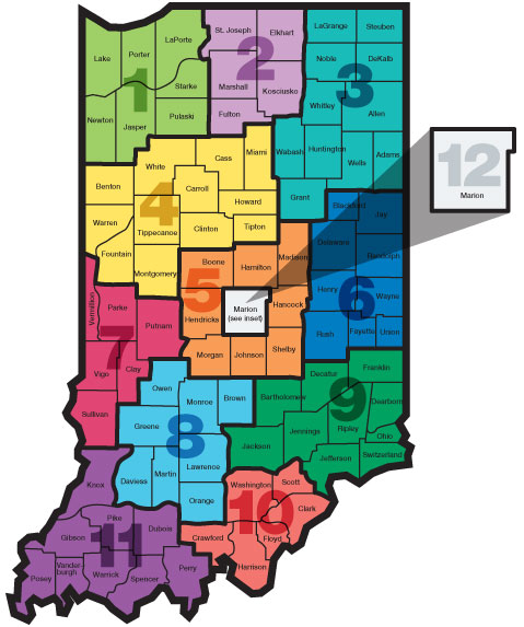 Indiana Department of Workforce Development Region Map